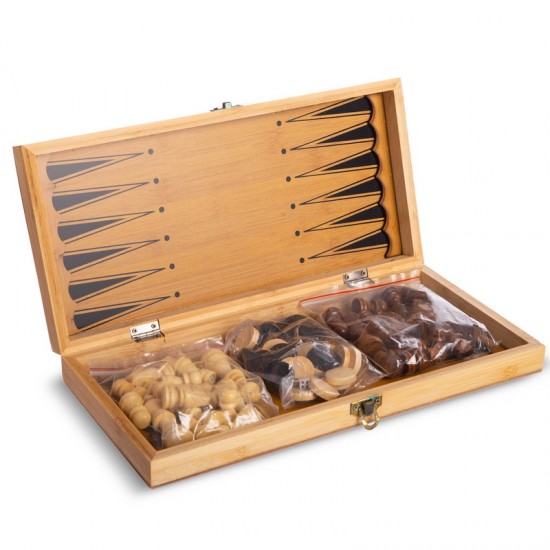 Набір настільних ігор 3 в 1 (шахи, шашки, нарди) SP-Sport B-3135, 34x34см